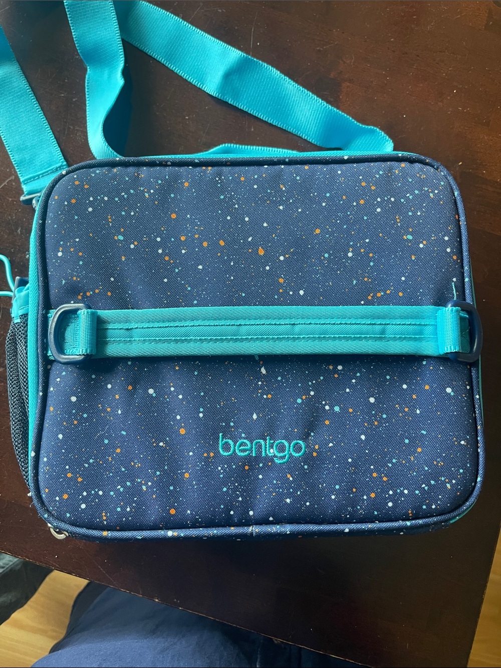 Bentgo Kids Navy Speckled Lunch Bag with Teal Accents